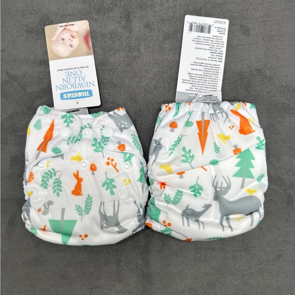 Thirsties NB AIO Woodland Baby Cloth Diaper All-In-One Newborn Deers Lot